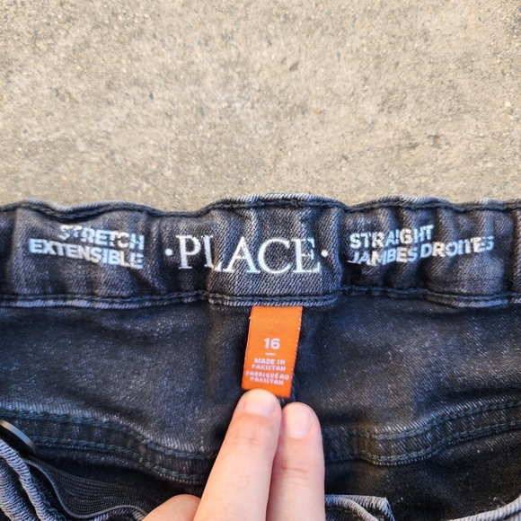 Black Children's Place straight leg jeans Size 16 - Picture 2 of 5